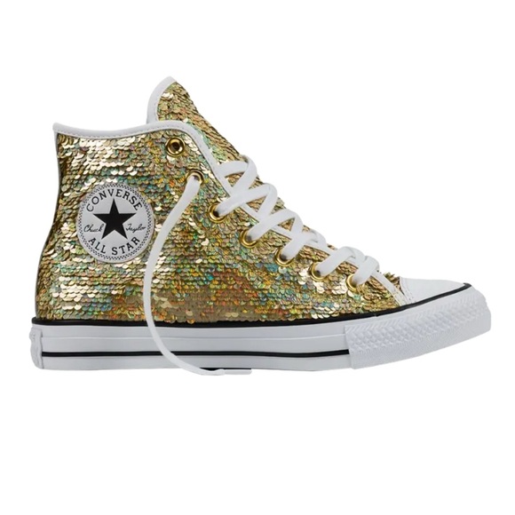 Converse Gold Sequin High-Tops Were massive 6.5 - Picture 1 of 6